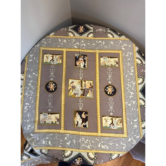 English Eccentrics 100% Silk Scarf With Cherub & Baroque Pattern In Neutral Tone - Picture 2 of 5